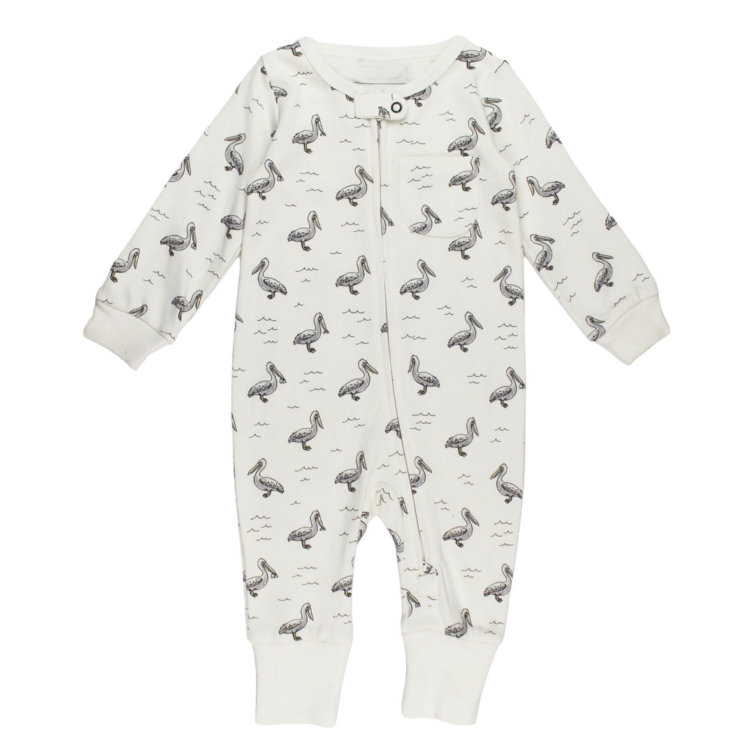 Organic Footless 2-Way Zipper Romper in Pelican.