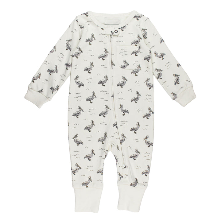 Organic Footless 2-Way Zipper Romper in Pelican.