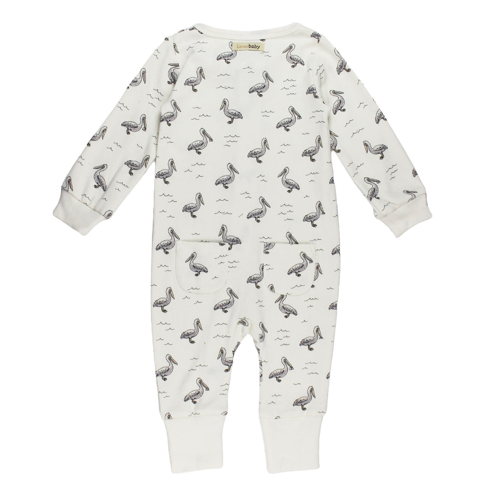 Back view of Organic Footless 2-Way Zipper Romper in Pelican.