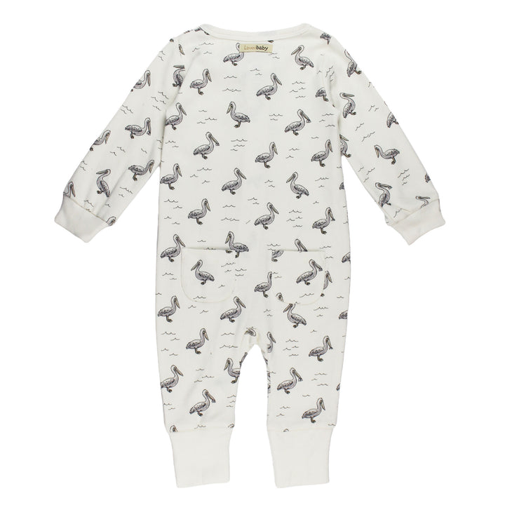 Back view of Organic Footless 2-Way Zipper Romper in Pelican.