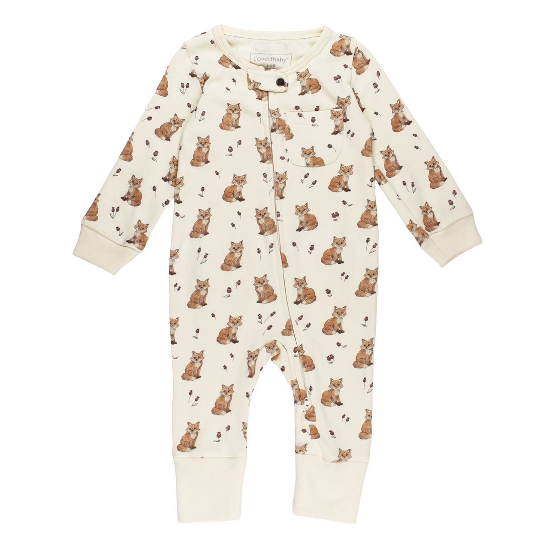 Organic Footless 2-Way Zipper Romper in Red Fox.