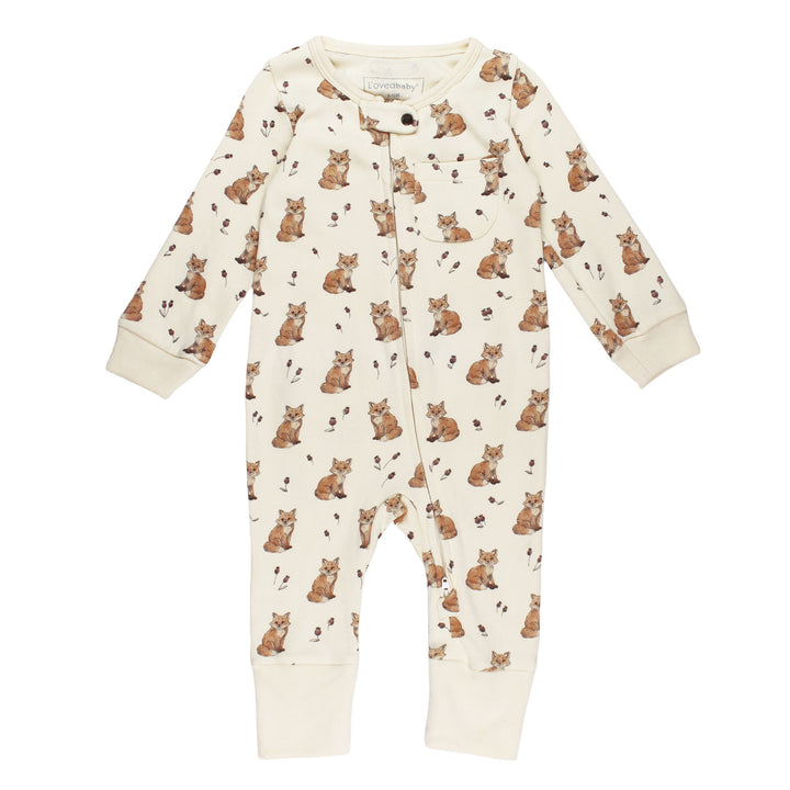 Organic Footless 2-Way Zipper Romper in Red Fox.