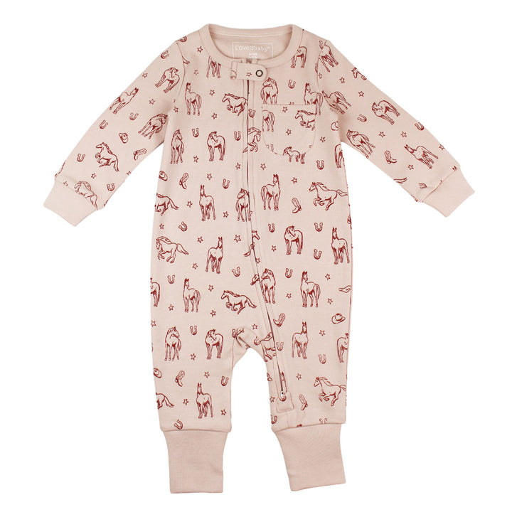 Organic Footless 2-Way Zipper Romper in Rodeo Rose.