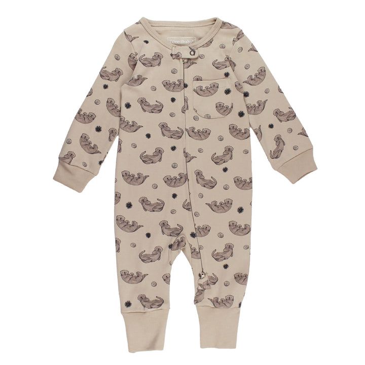 Organic Footless 2-Way Zipper Romper in Sea Otter.