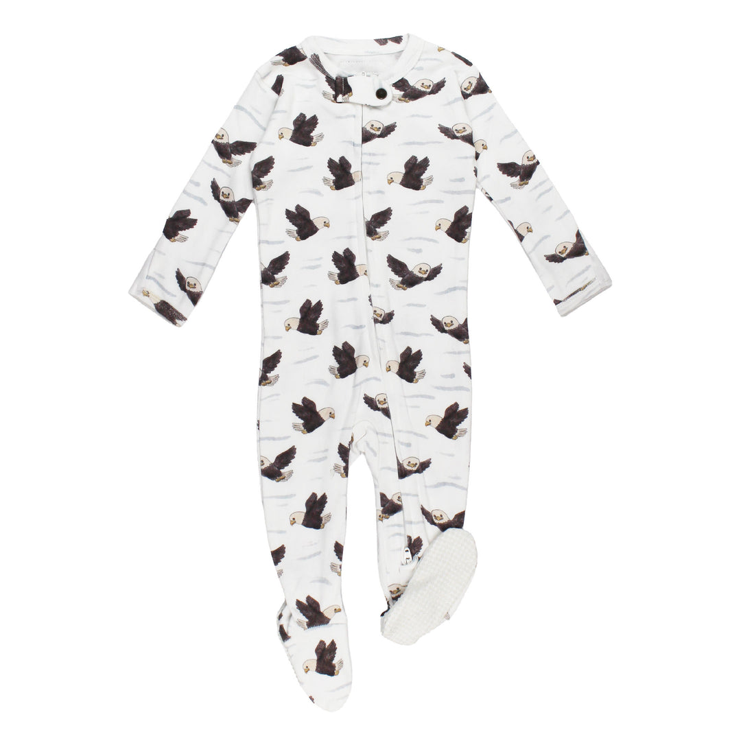 Organic 2-Way Zipper Footie in Bald Eagle.