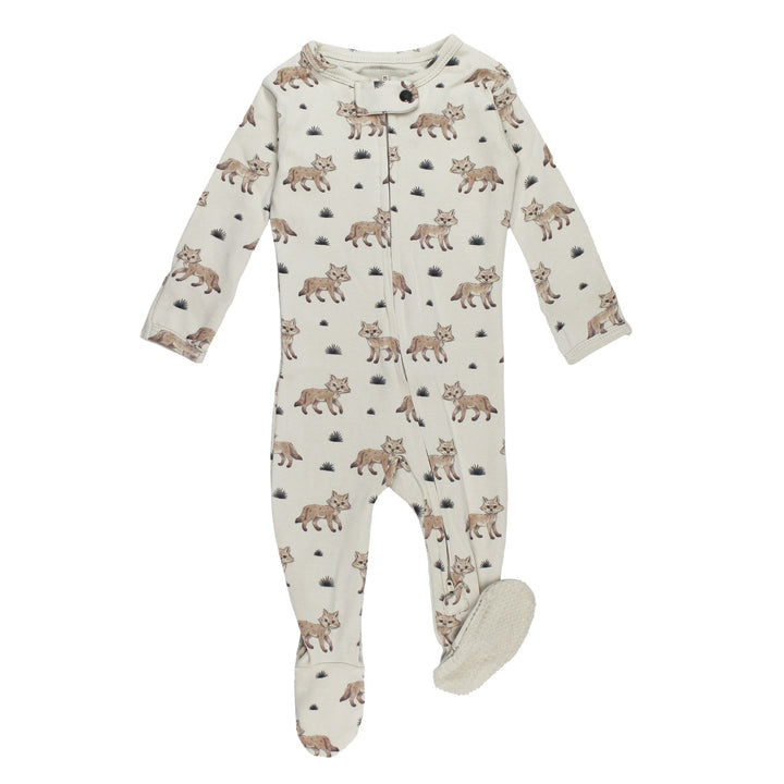 Organic 2-Way Zipper Footie in Coyote.