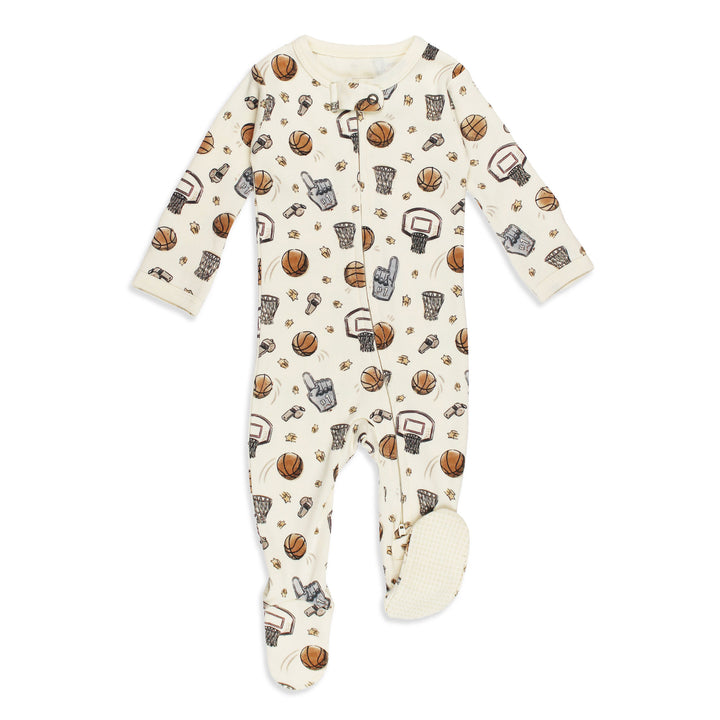 Organic 2-Way Zipper Footie in Hoops.