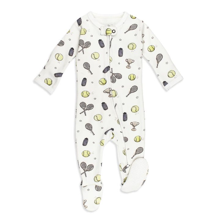 Organic 2-Way Zipper Footie in Little Ace.