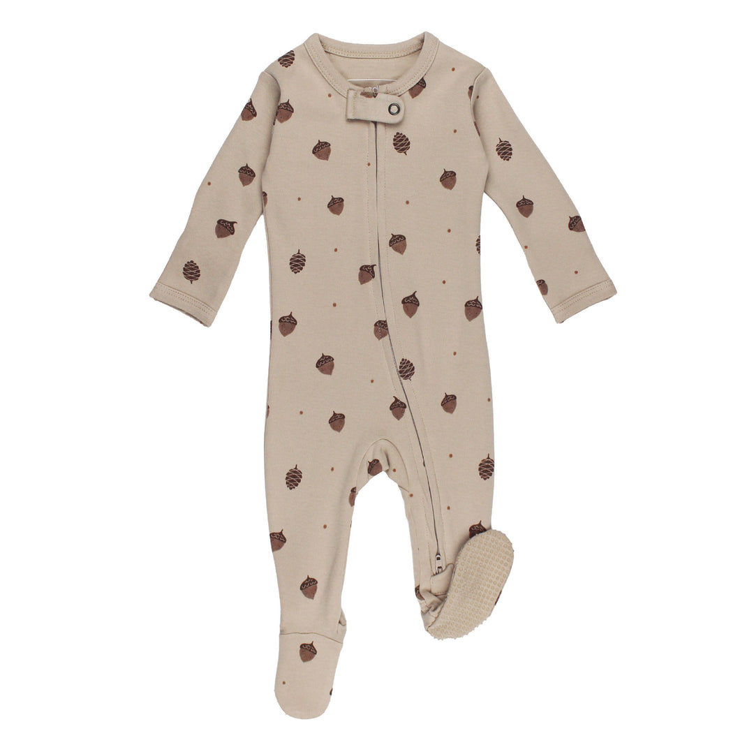 Organic 2-Way Zipper Footie in Little Acorn.