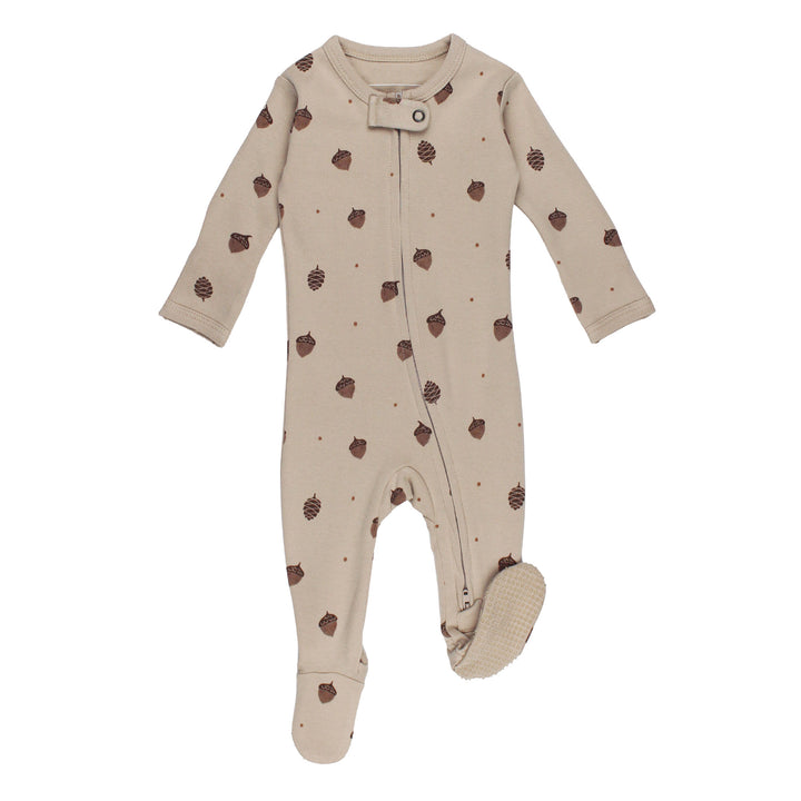 Organic 2-Way Zipper Footie in Little Acorn.