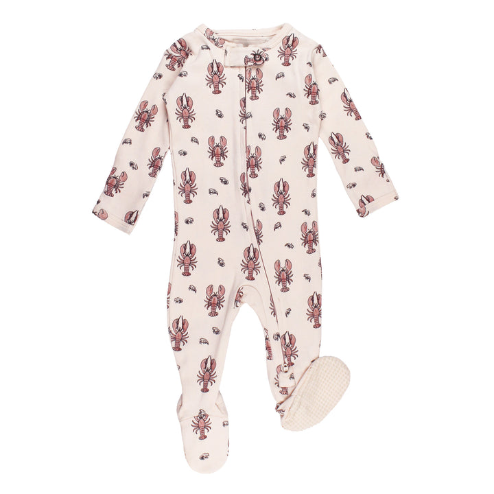 Organic 2-Way Zipper Footie in Lobster.