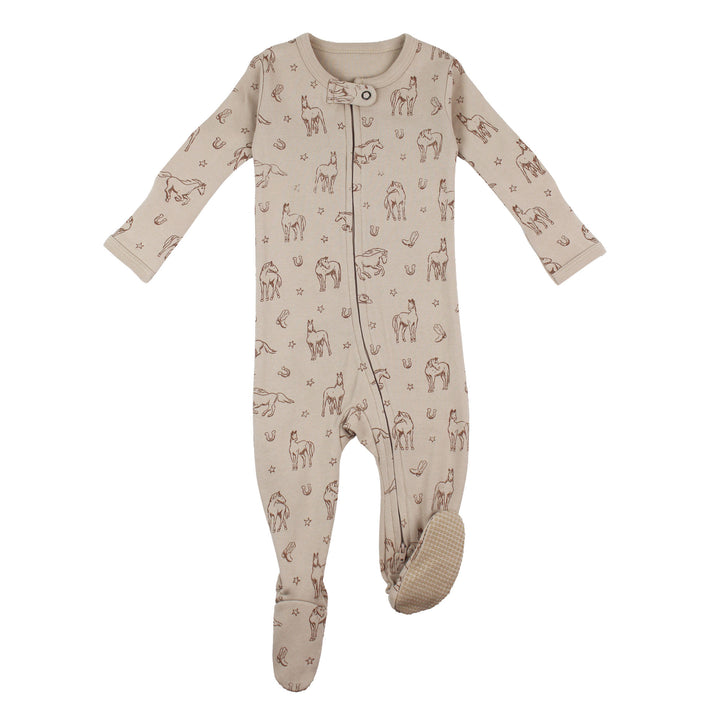 Organic 2-Way Zipper Footie in Mini Buckaroo.