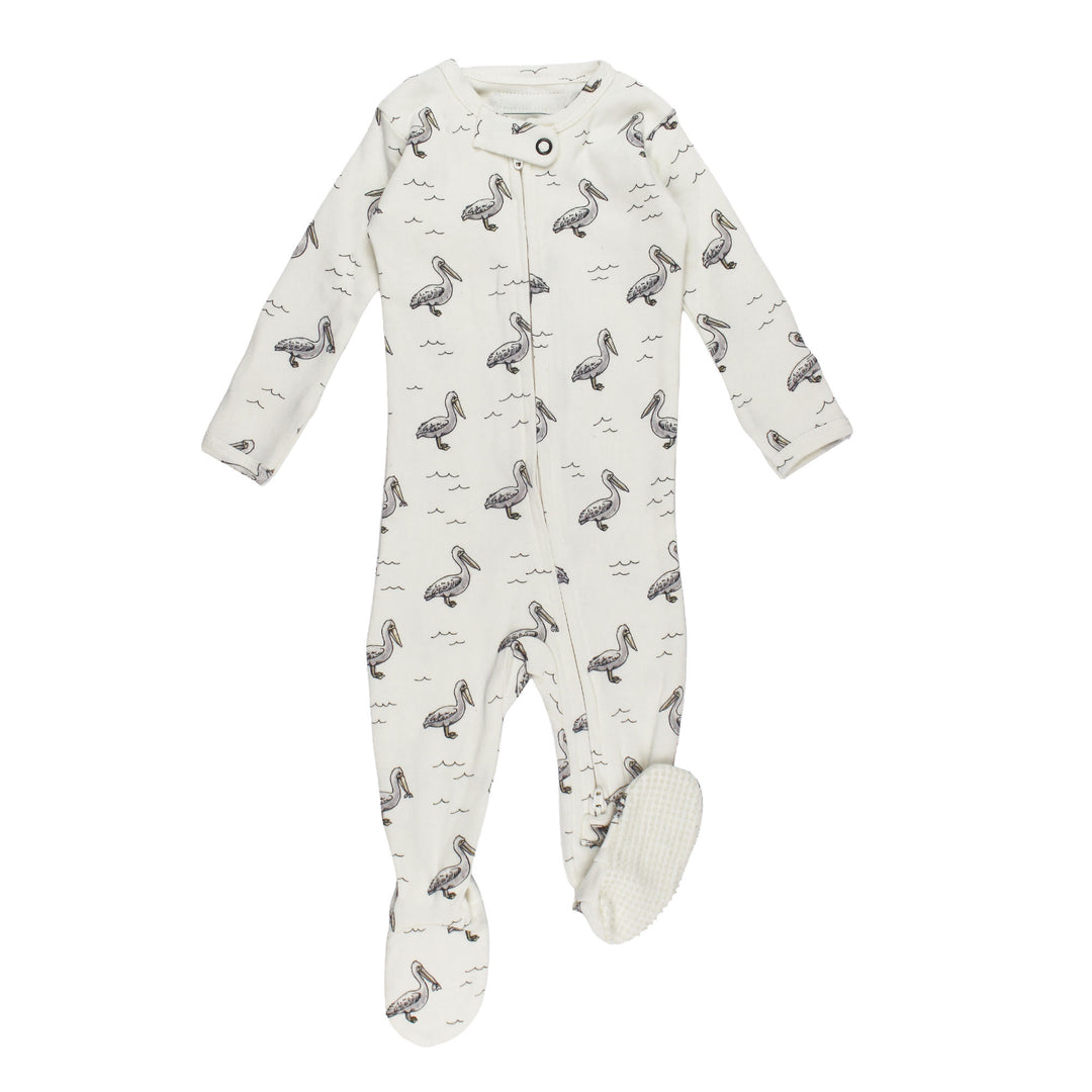 Organic 2-Way Zipper Footie in Pelican.