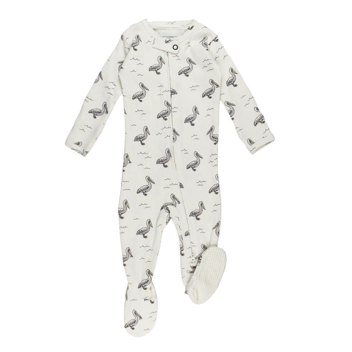 Organic 2-Way Zipper Footie in Pelican.