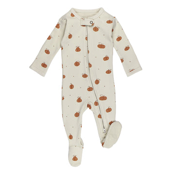 Organic 2-Way Zipper Footie in Pumpkin Spice.