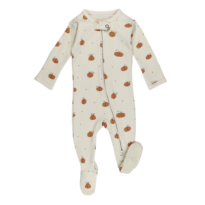 Organic 2-Way Zipper Footie in Pumpkin Spice.