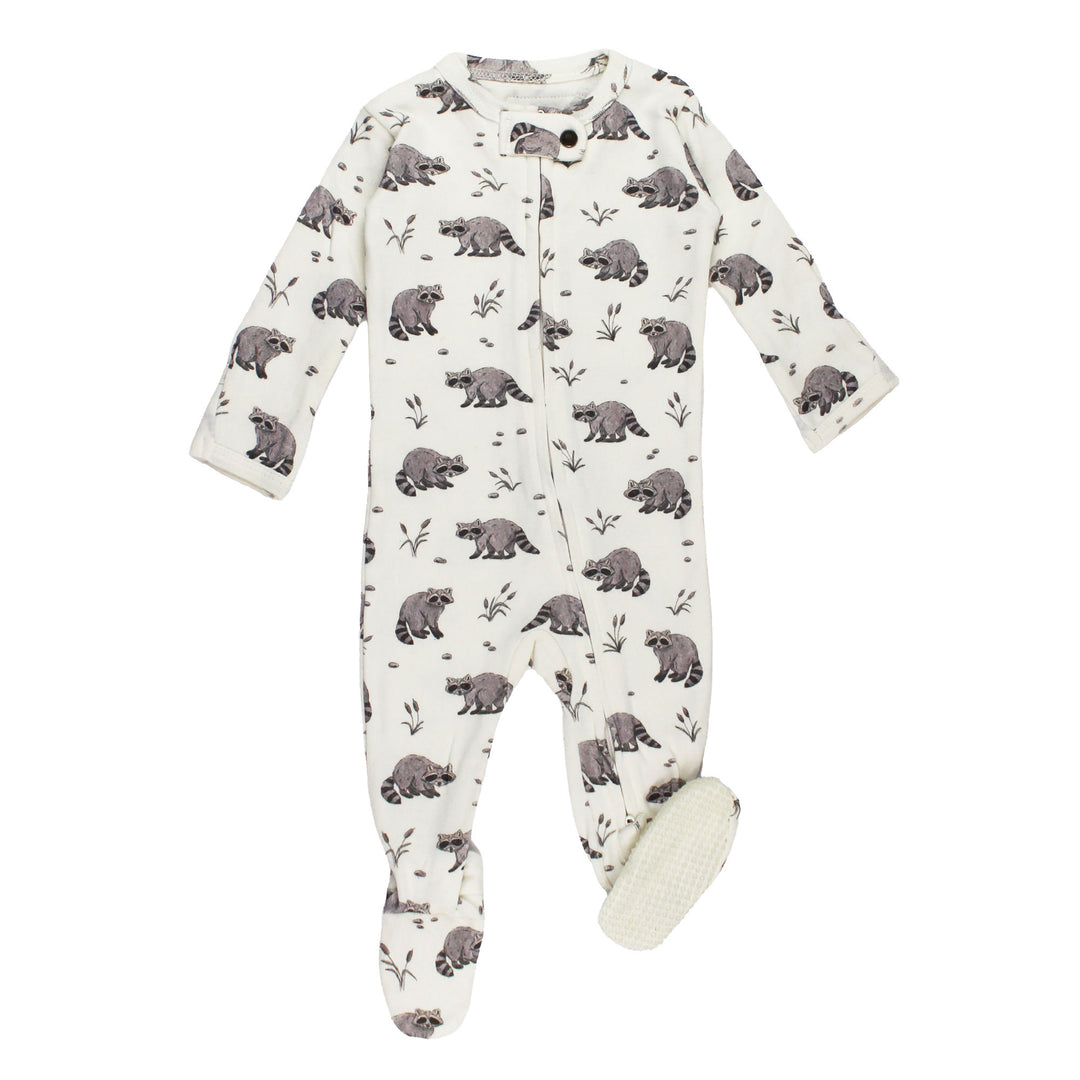 Organic 2-Way Zipper Footie in Raccoon.