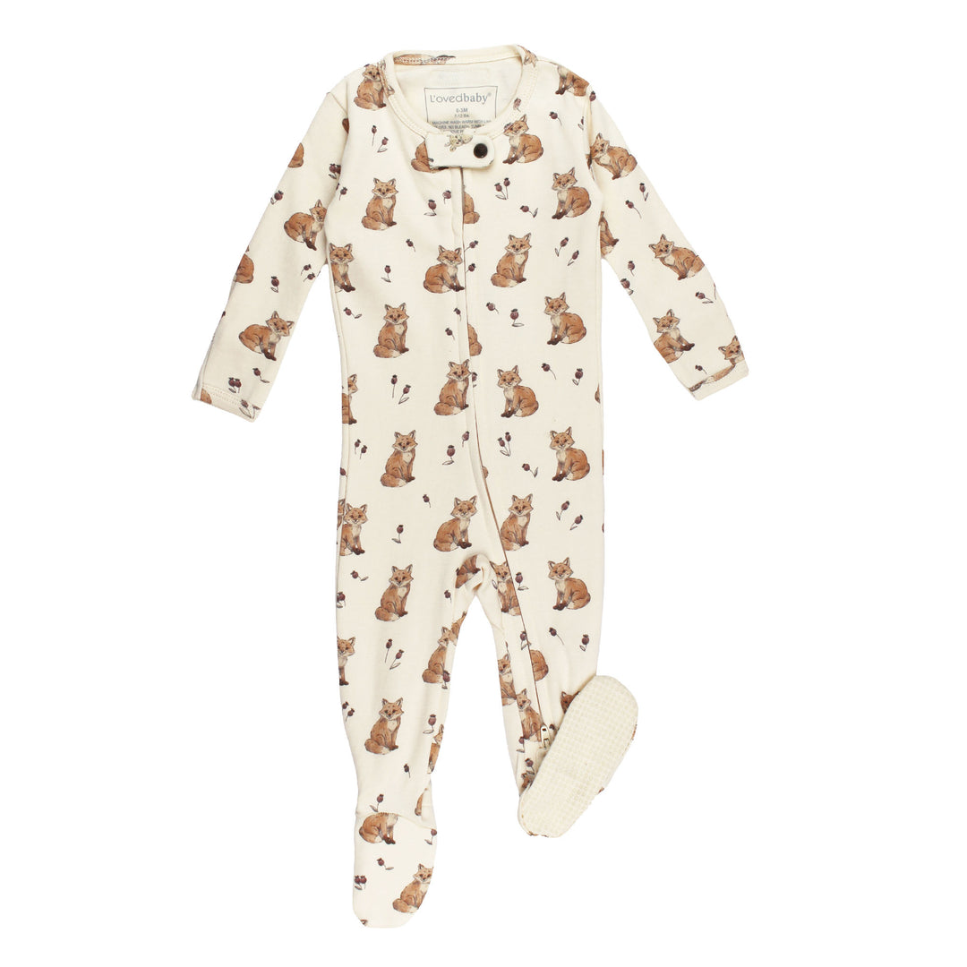 Organic 2-Way Zipper Footie in Red Fox.