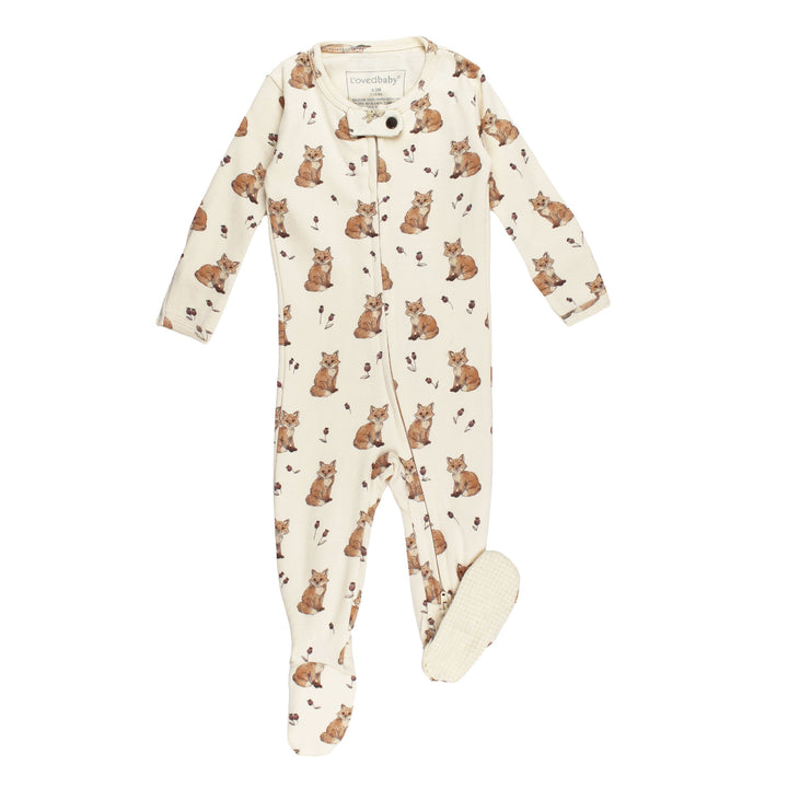 Organic 2-Way Zipper Footie in Red Fox.