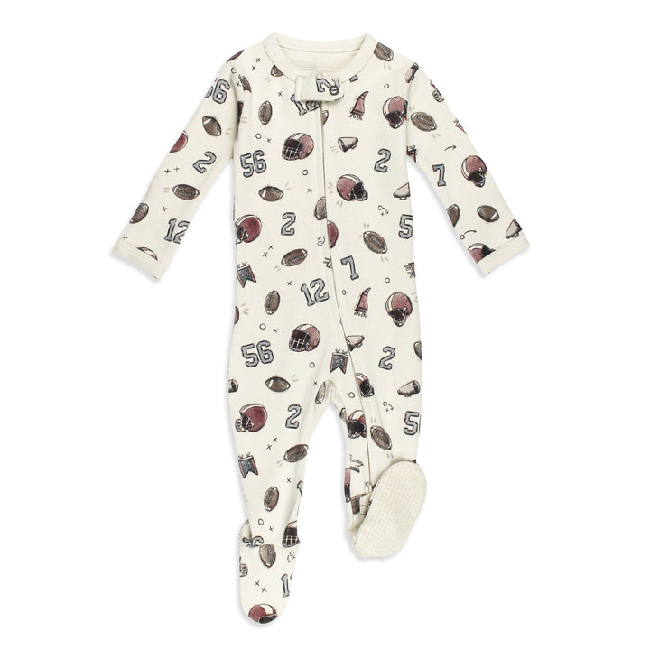 Organic 2-Way Zipper Footie in Touchdown.