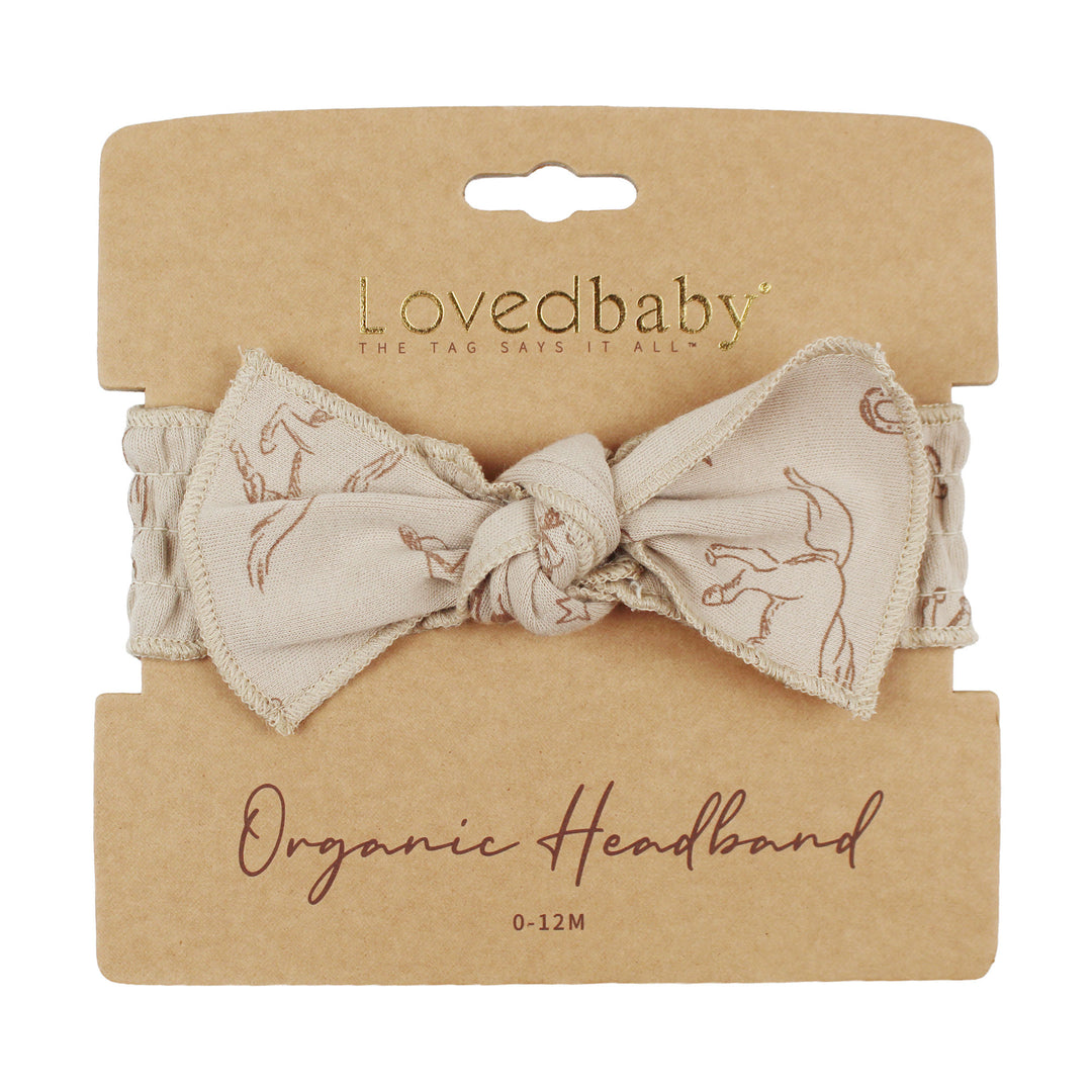 Organic Smocked Tie Headband in Mini Buckaroo.