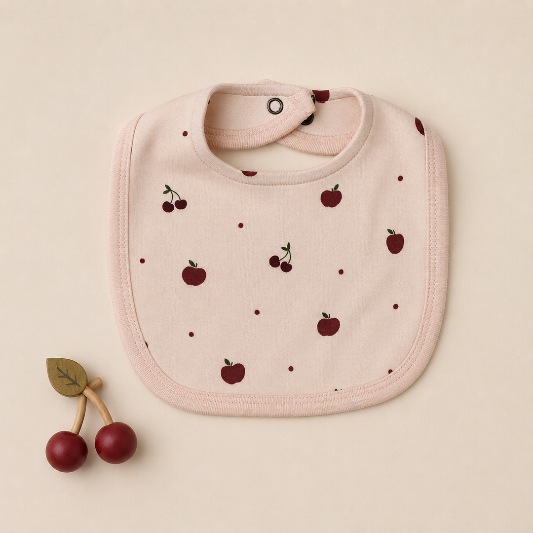 Organic 2-Layer Reversible Bib in Cherry Apple 
