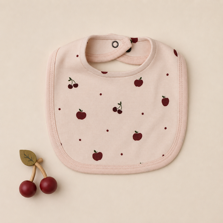 Organic 2-Layer Reversible Bib in Cherry Apple 