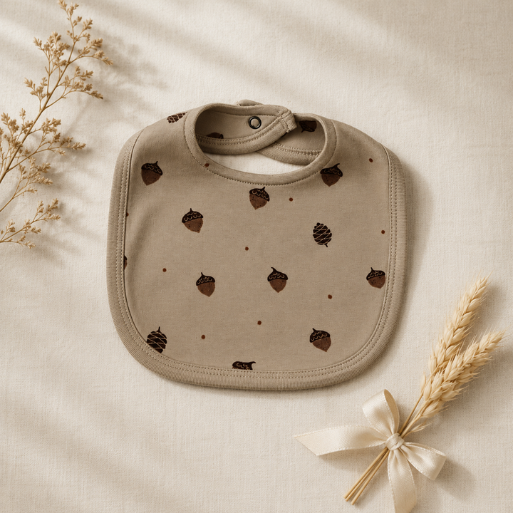 Organic 2-Layer Reversible Bib in Little Acorn.