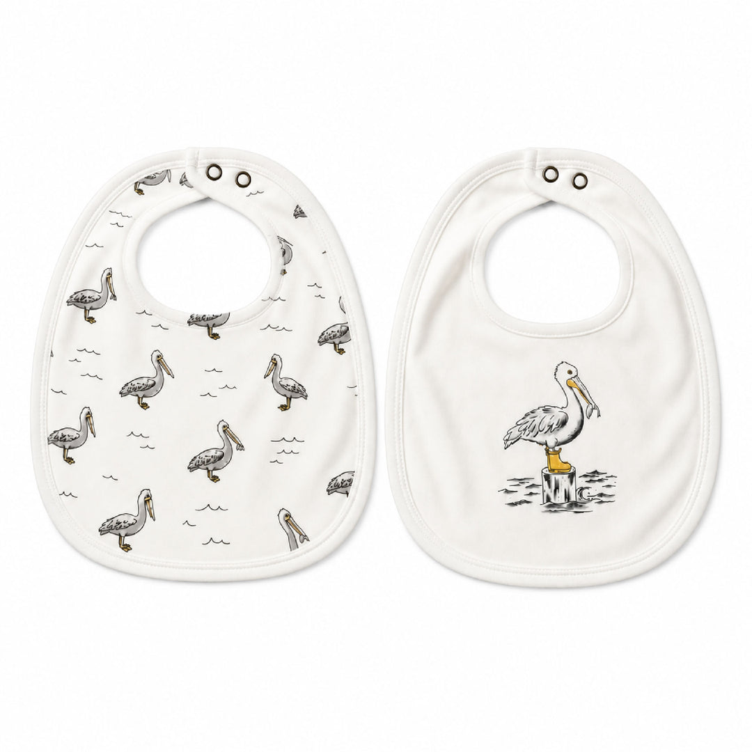 Organic Reversible Bib in Pelican.
