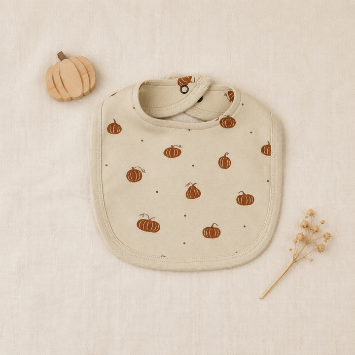 Organic 2-Layer Reversible Bib in Pumpkin Spice.