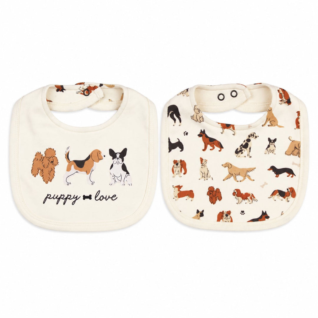 Organic Reversible Bib in Puppy Love.