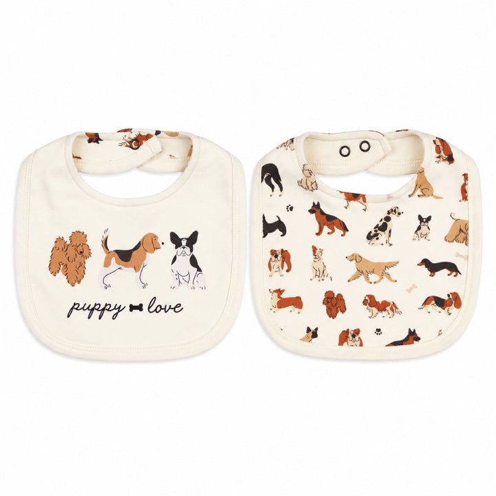 Organic Reversible Bib in Puppy Love.