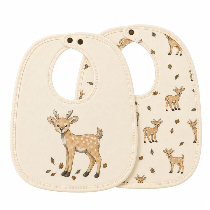 Organic Reversible Bib in White Tail Deer.