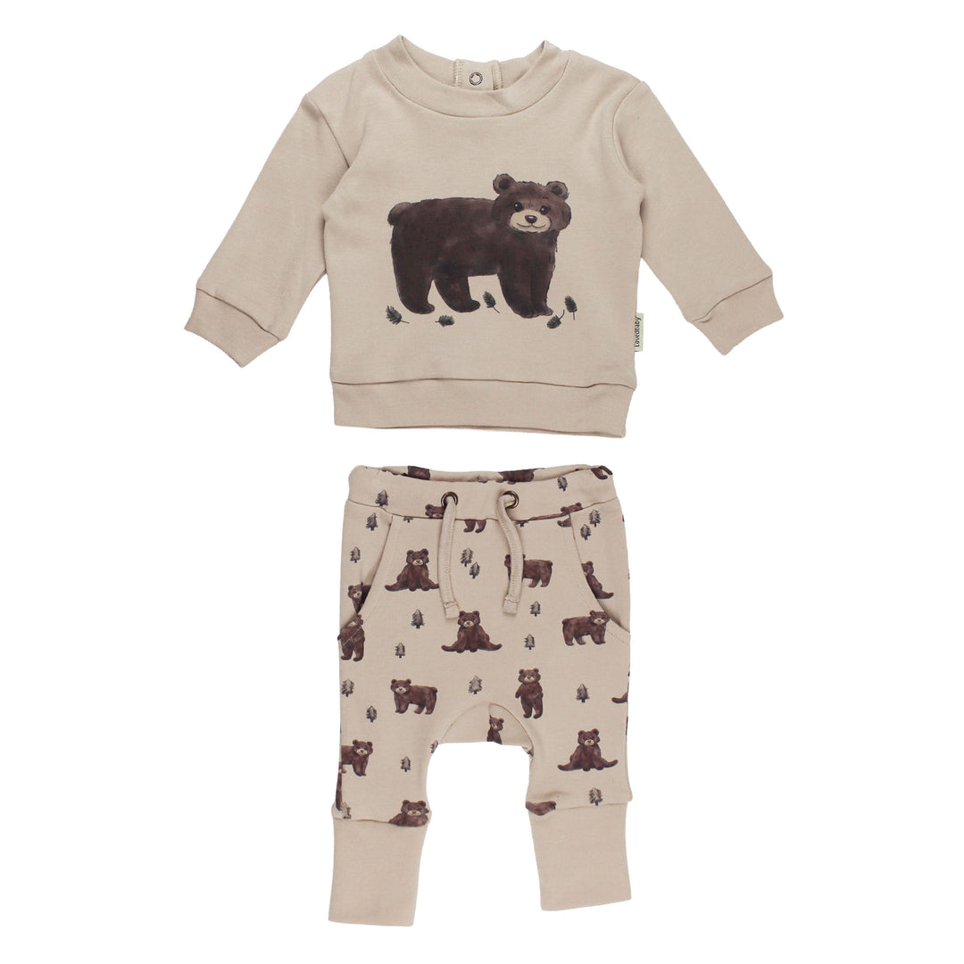 Organic Sweatshirt & Jogger Set in Black Bear.