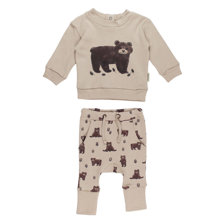 Organic Sweatshirt & Jogger Set in Black Bear.