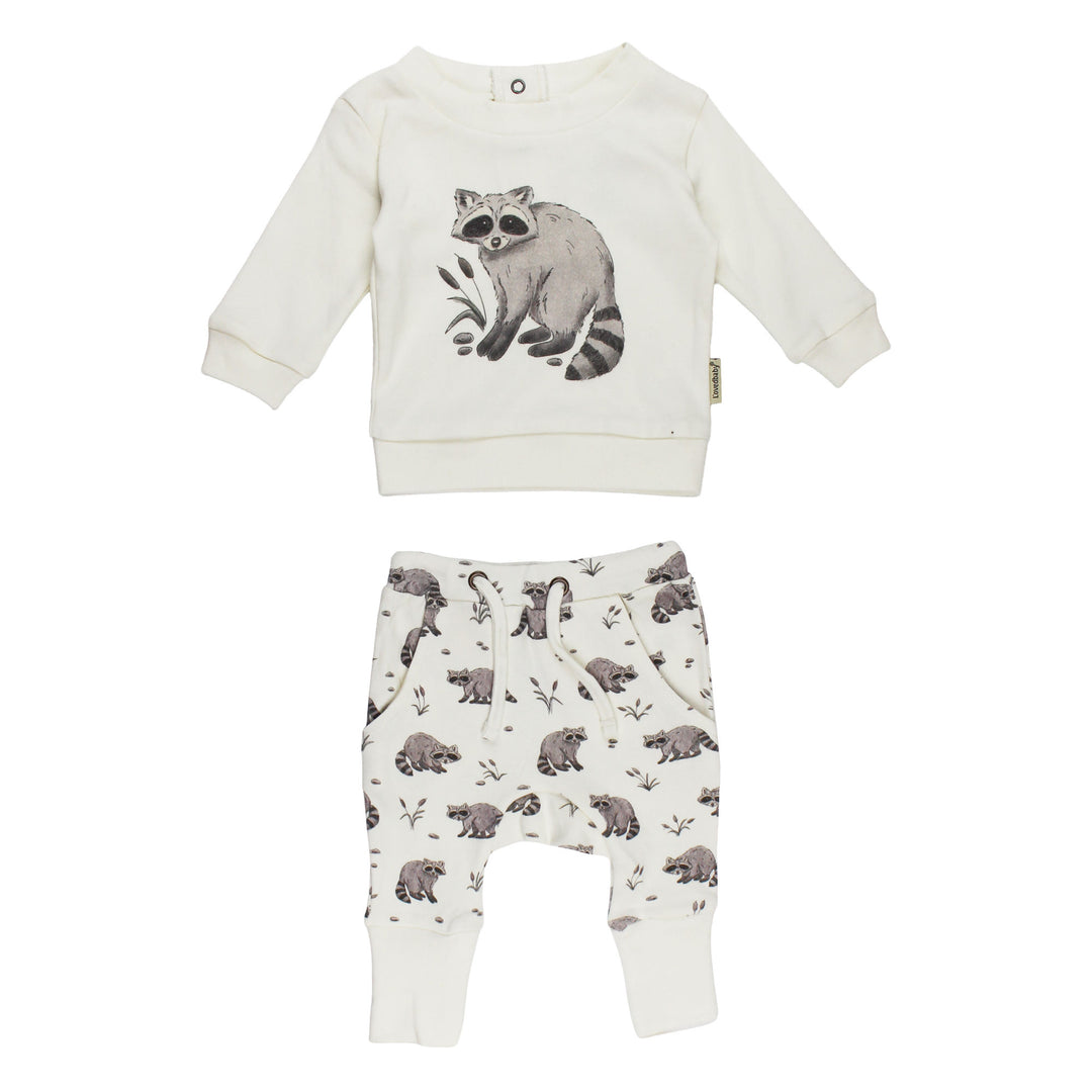 Organic Sweatshirt & Jogger Set in Raccoon.