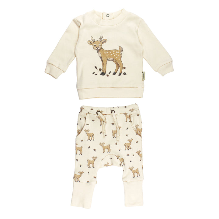Organic Sweatshirt & Jogger Set in White Tail Deer.