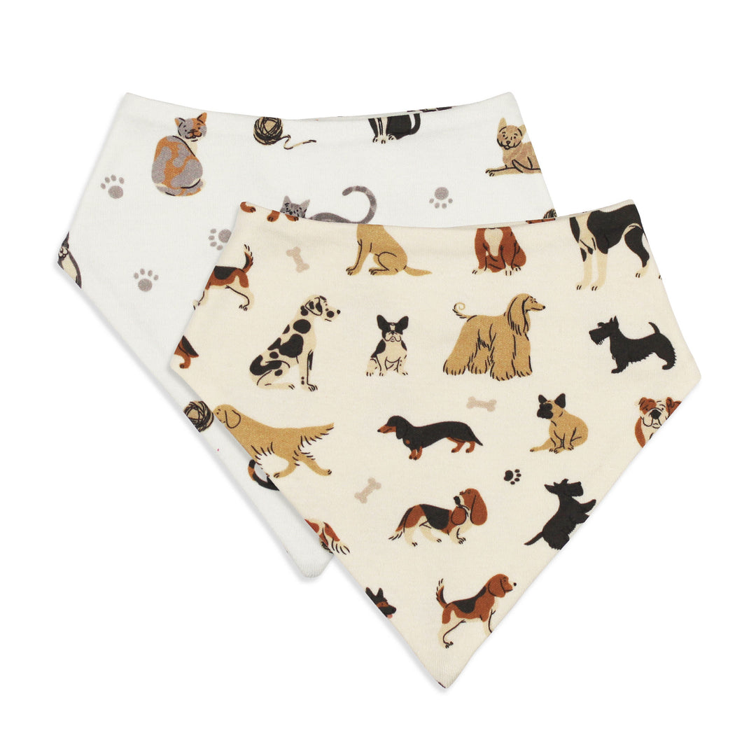 Organic Bandana Bib, 2-Pack in Cats & Dogs