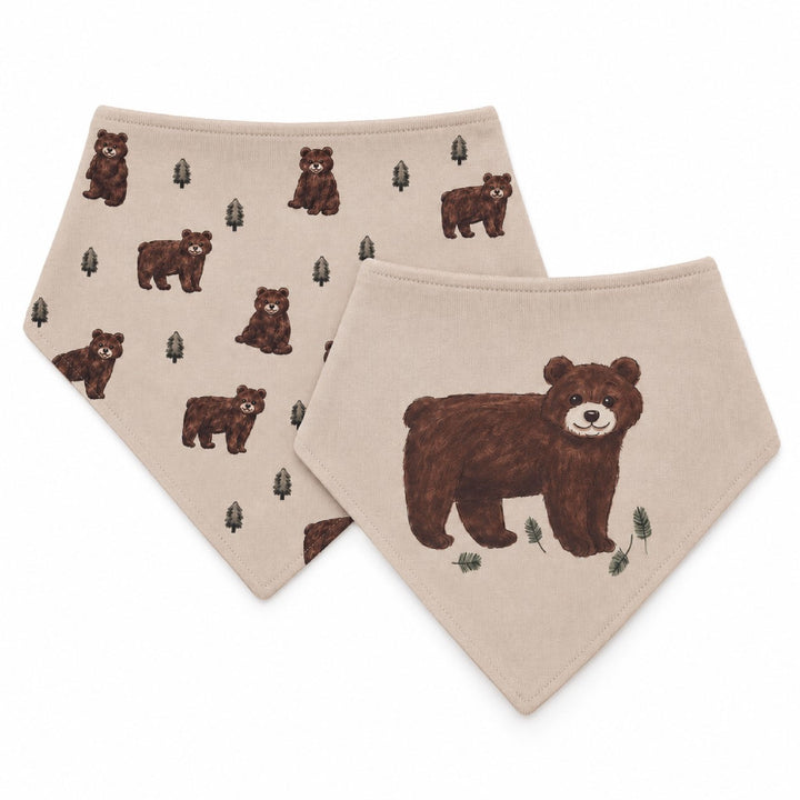 Organic Bandana Bib, 2-Pack in Black Bear.