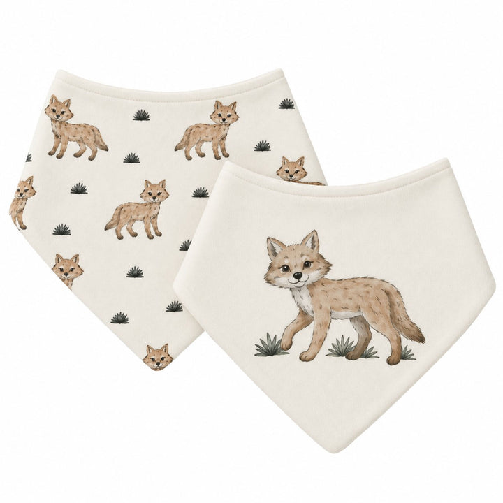 Organic Bandana Bib, 2-Pack in Coyote.