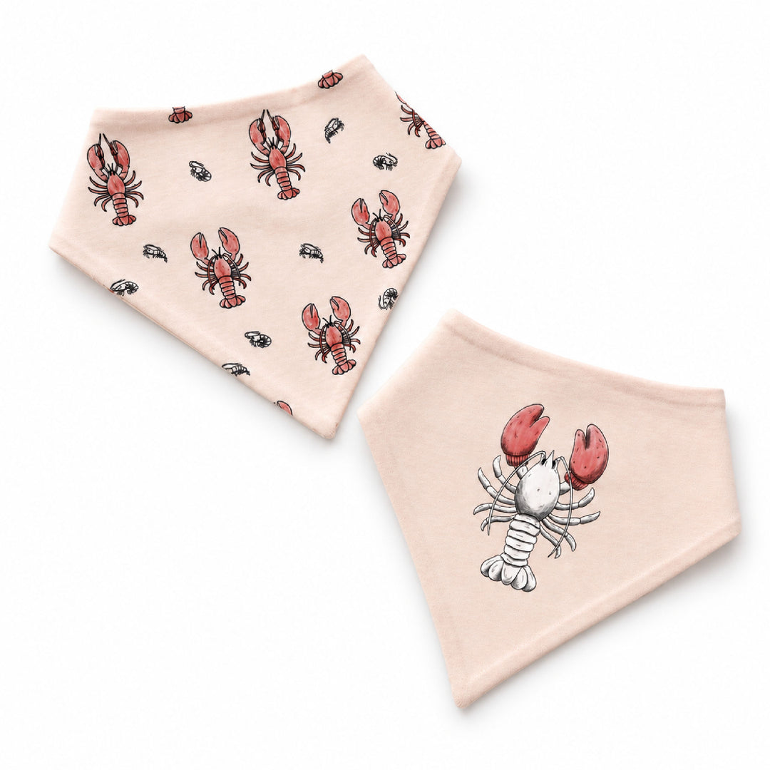 Organic Bandana Bib, 2-Pack in Lobster.