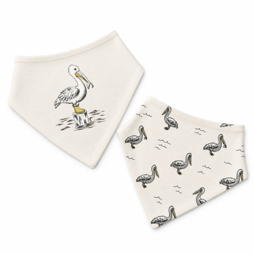 Organic Bandana Bib, 2-Pack in Pelican.