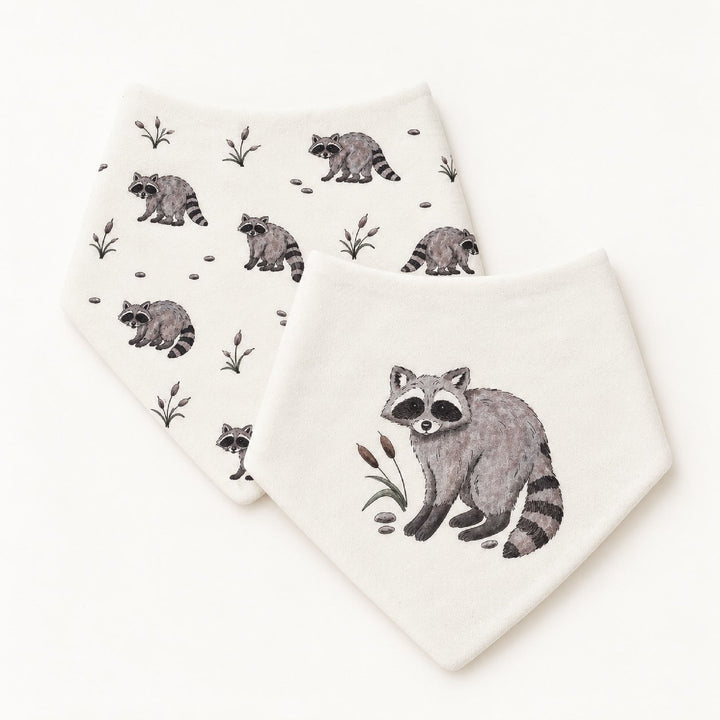 Organic Bandana Bib, 2-Pack in Raccoon.