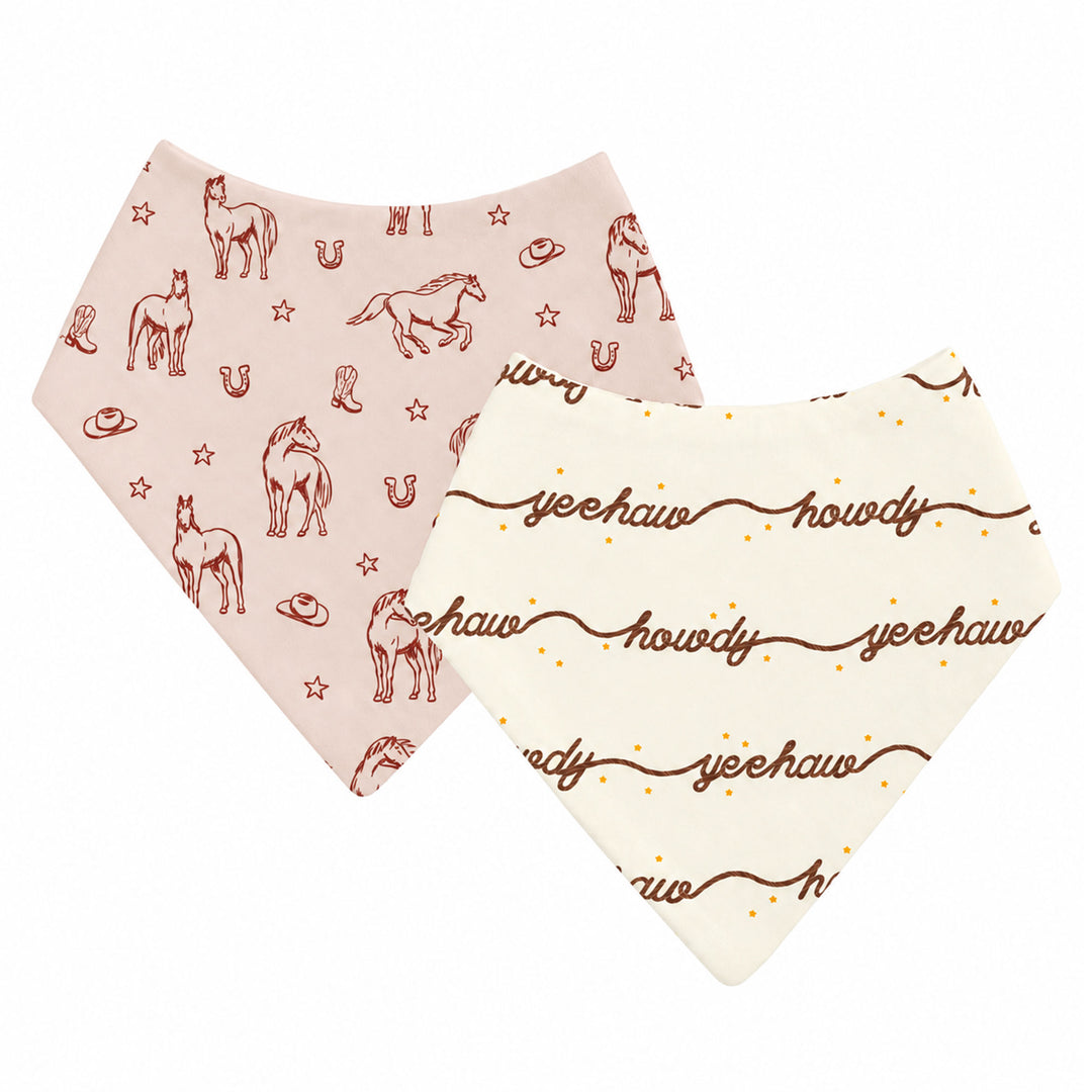 Organic Bandana Bib, 2-Pack in Rodeo Rose.