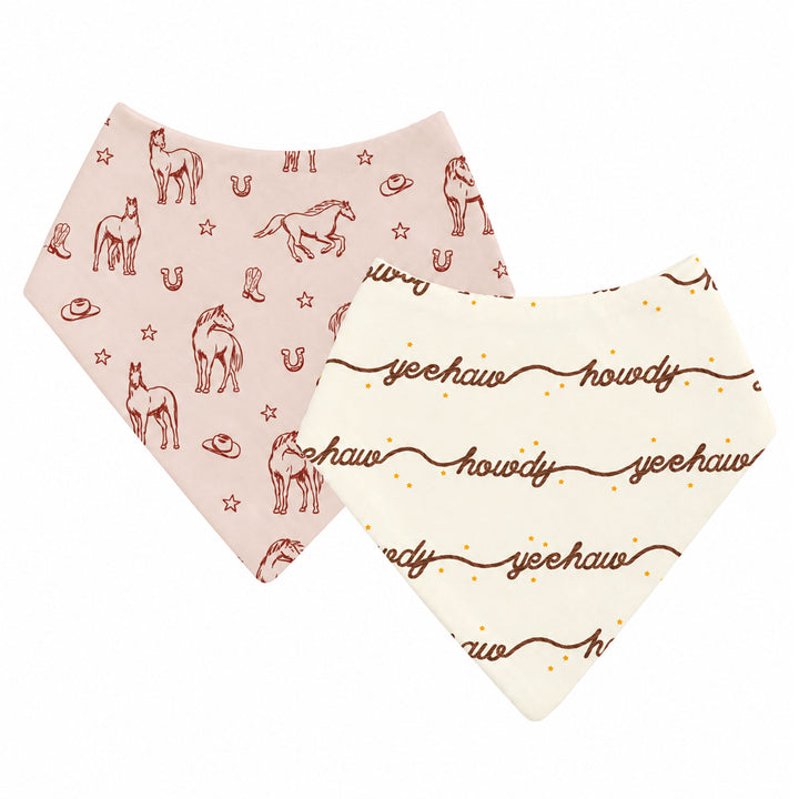Organic Bandana Bib, 2-Pack in Rodeo Rose.
