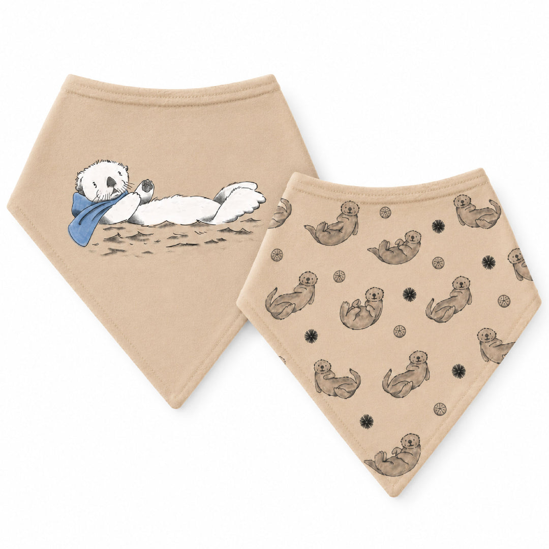 Organic Bandana Bib, 2-Pack in Sea Otter.