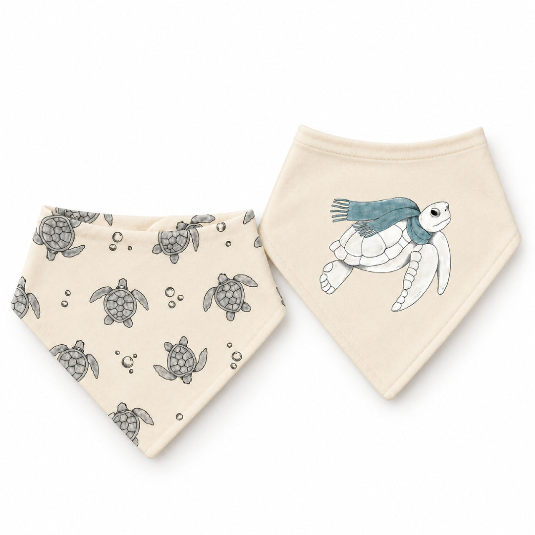 Organic Bandana Bib, 2-Pack in Sea Turtles.