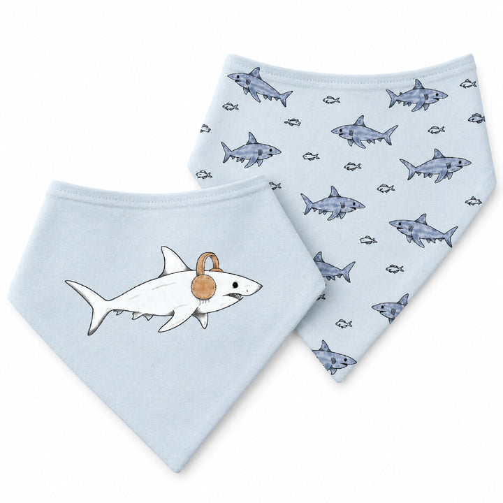 Organic Bandana Bib, 2-Pack in Sharks.