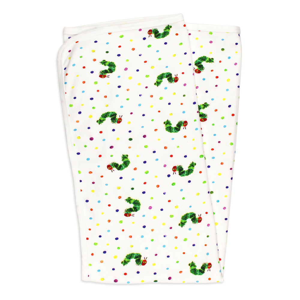 flat image of blanket in caterpillar print