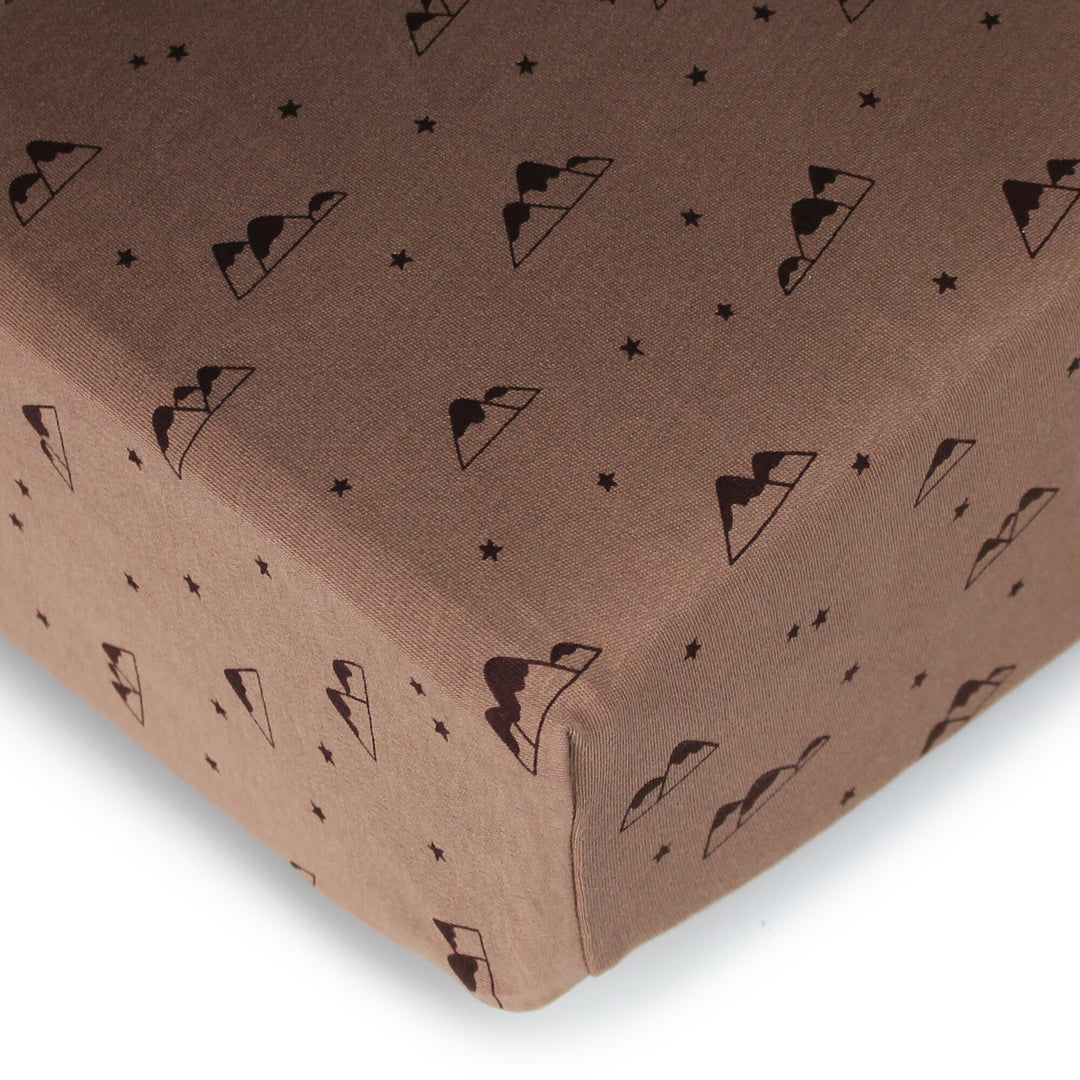 Organic Crib Sheets in Latte Mountain.